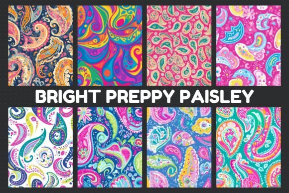 Bright Preppy Paisley: Vibrant Digital Paper for Modern Design