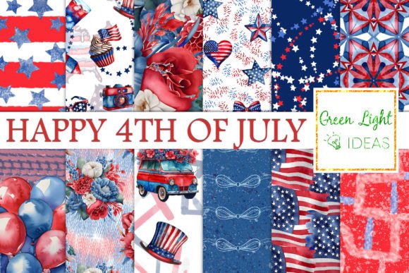 Celebrate with Style: 4th of July Digital Papers & USA Patterns