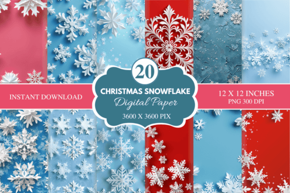 Christmas Snowflake Digital Paper Bundle: A Winter Wonderland for Designers