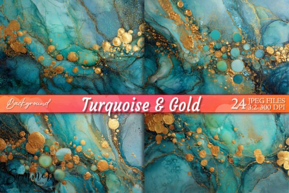 Elevate Your Projects with Turquoise and Gold Marble Ink