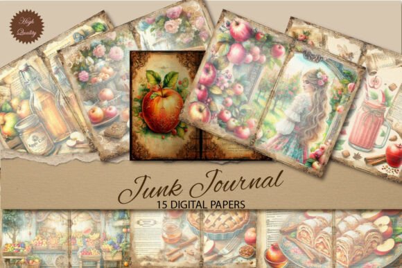 Embrace Rustic Charm with Apple Watercolor Junk Journal Paper