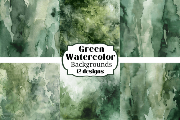 Green Watercolor Digital Paper Backgrounds for Creative Projects