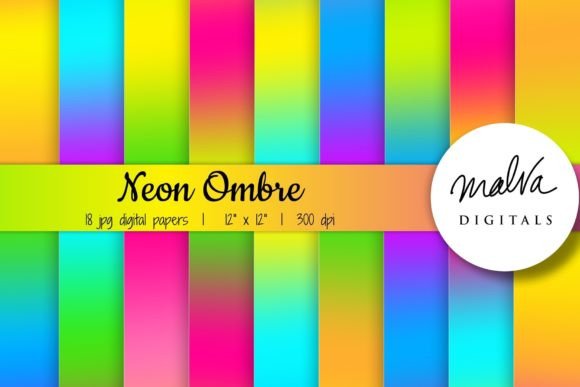 Neon Colors Ombre Background: Vibrant Digital Papers