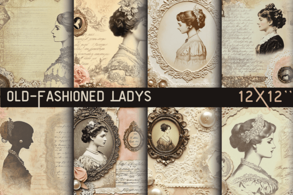 Old-Fashioned Ladys Scrapbook Paper for Vintage Elegance