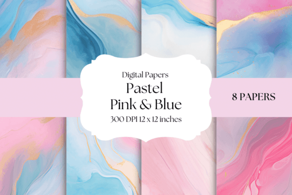 Pastel Pink and Blue Digital Papers for Modern Creators