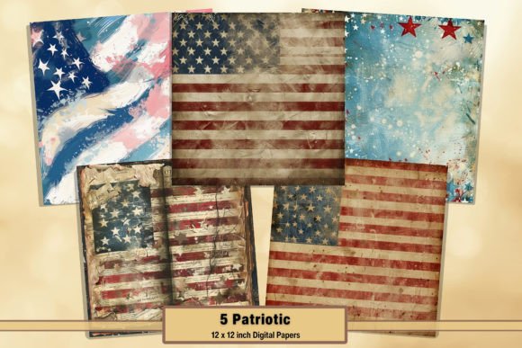 Patriotic Independence Collage Sheets 21: Authentic Vintage USA Design