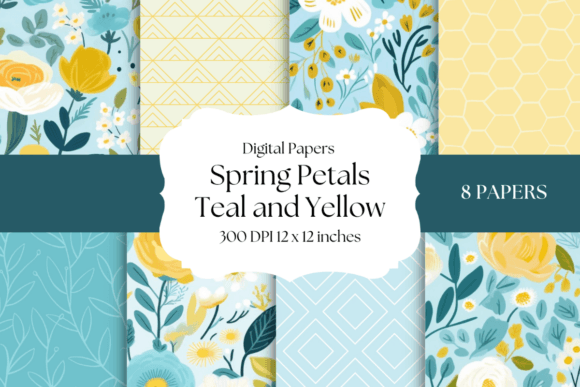 Spring Petals - Teal and Yellow: A Breath of Fresh Air for Your Designs