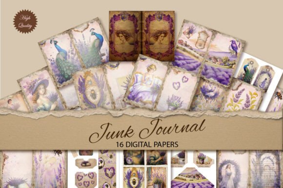 The Gentle Power of Lavender Junk Journal Paper Background