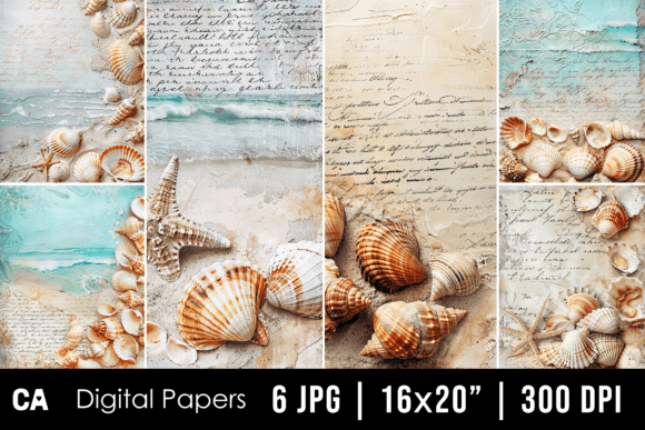 Timeless Coastal Charm: Vintage Seashells Journal Pages & Backgrounds
