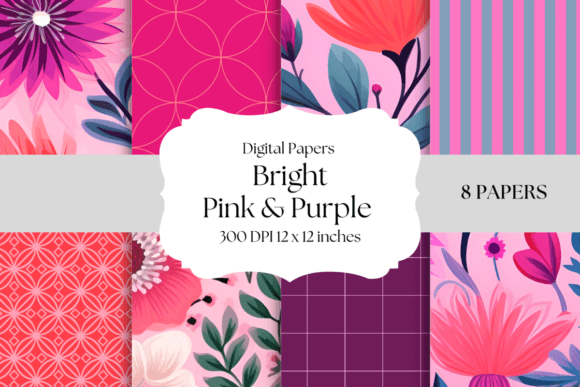 Unlock Vibrant Creativity with Bright Pink and Purple Digital Papers
