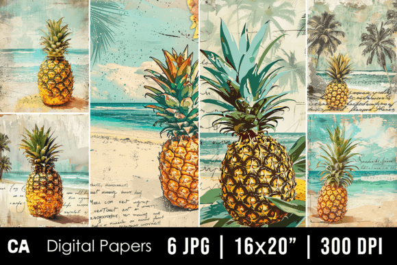 Vintage Pineapple Journal Pages: A Tropical Touch for Creative Projects