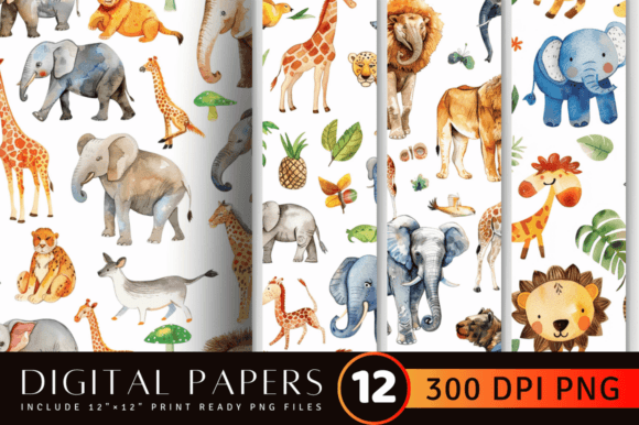 Watercolor Zoo Animals Digital Paper: A Designer's Asset